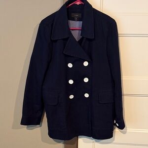 J. Crew Navy Double-Breasted Peacoat with White Buttons